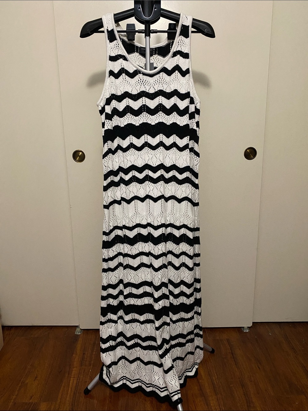 Lane Bryant Black and White Zigzag Knit Maxi Dress